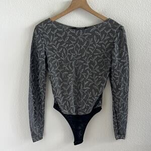 Vintage Cosabella Made in Italy Semi Sheer Bodysuit Printed Neutral Small